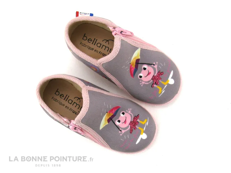 Achat chaussures Bellamy Bébé Chausson Toile, vente Bellamy MARTINE TWINS Grenouille grise - Chausson premiers pas