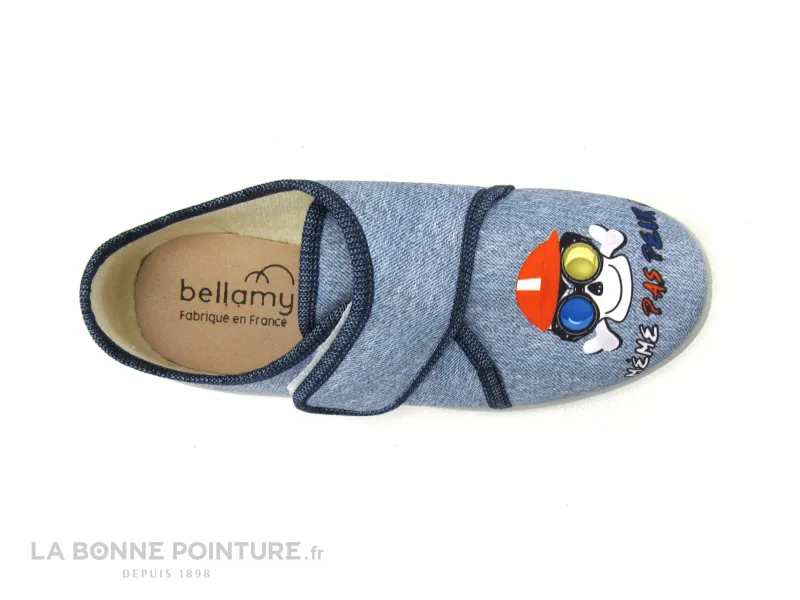 Achat chaussures Bellamy Enfant Chausson Pantoufle, vente Bellamy PEROU Tete de mort - Jean - Chausson velcro GARCON