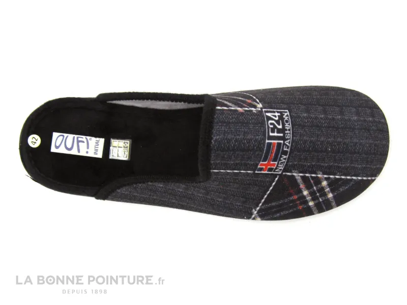 Achat chaussures Ouf ! Homme Pantoufle et Chausson, vente Ouf initial - Angot noir - pantoufles homme