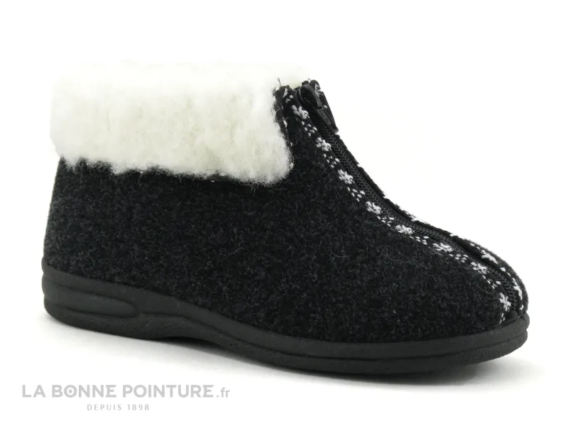 Achat chaussures PodoWell Femme Pantoufle Chausson, vente Fargeot FURSAC Anthracite - Chausson Femme fourre laine - Fermeture ec