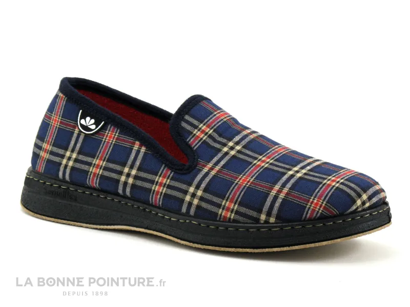 Achat chaussures Semelflex Homme Pantoufle et Chausson, vente Semelflex SUPER URBAIN Marine Ecossais - Chausson Homme
