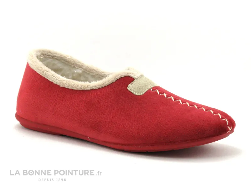 Achat chaussures ZEL'S Femme Pantoufle Chausson, vente Zels 4056 Rouge framboise - Chausson Femme en velours