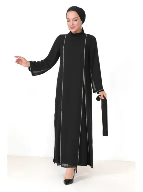 Black - Unlined - Plus Size Evening Dress