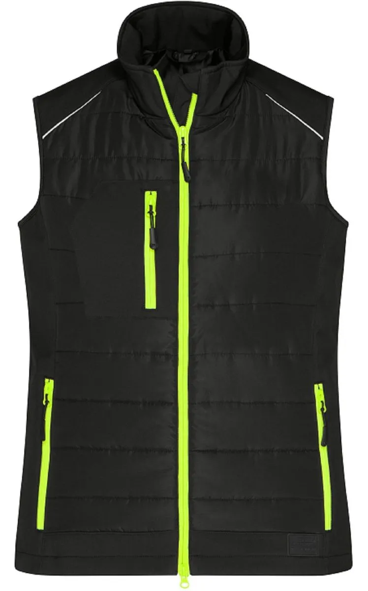 Bodywarmer technique - Femme - JN1821 - noir et jaune néon 
