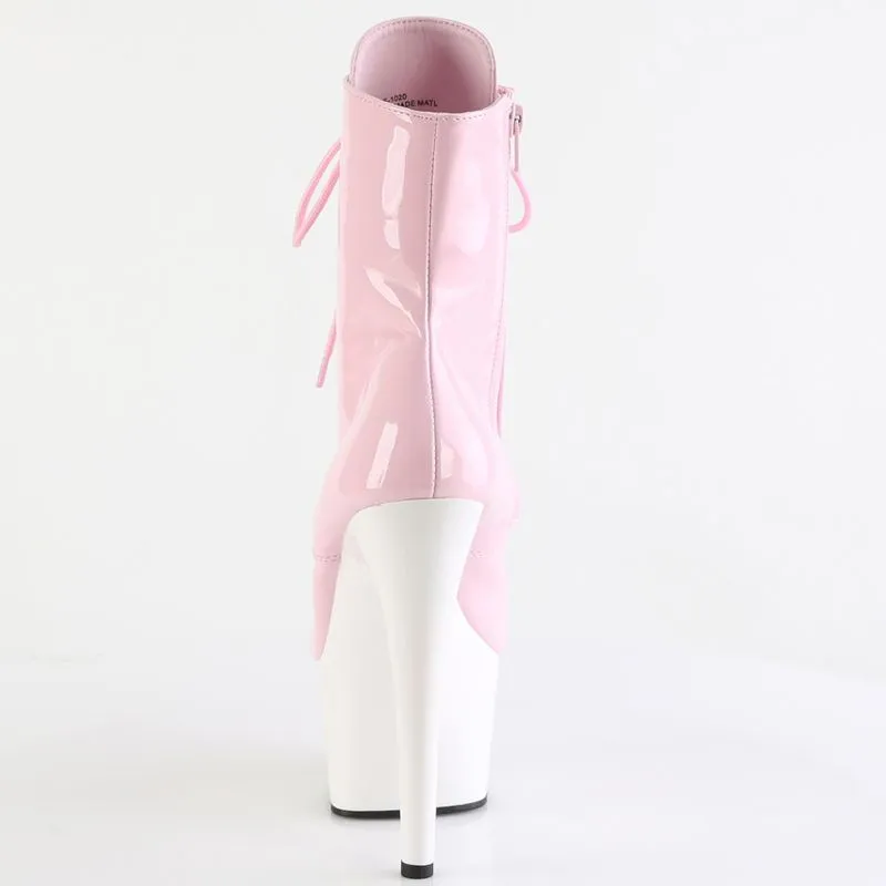 Bottines rose sur plateforme blanc adore