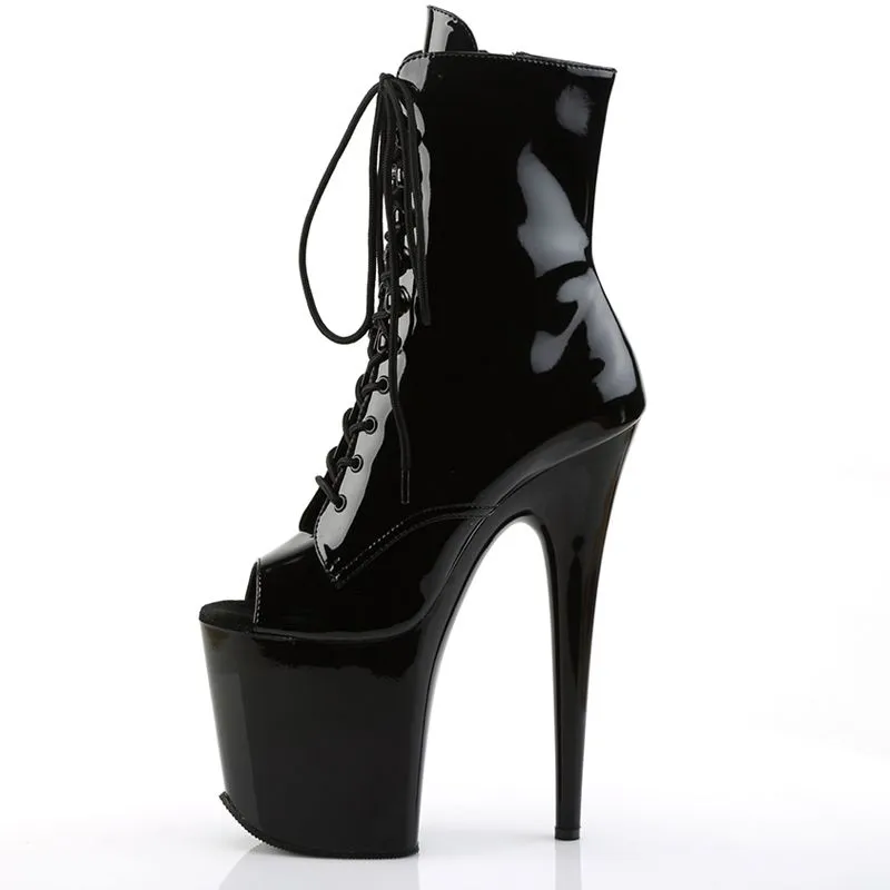 Bottines à laçet bout ouvert talon haut