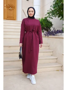 Burgundy - Modest Dress