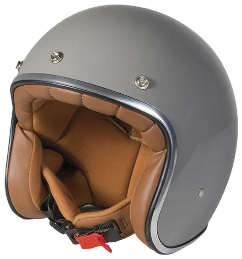 Casque Stormer pearl nardo grey glossy, casque jet gris, interieur marron