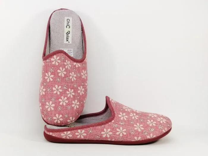 Chausson mule été femme CHIC & RELAX Bocart confortable rose fleuris