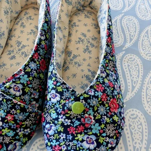 Chaussons femme kimono, tissu liberty