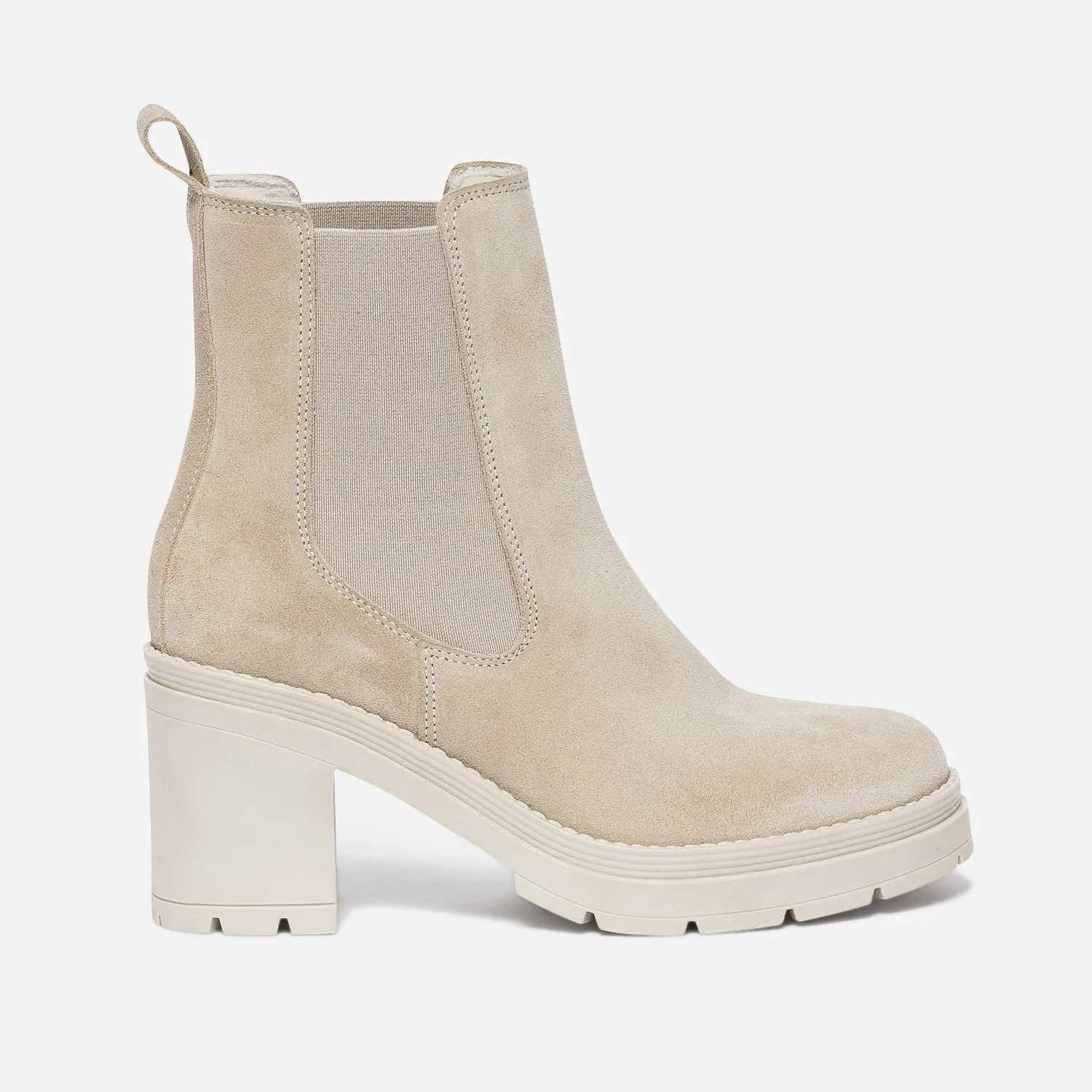 Chelsea boots TEXTO beige éco-conçu en cuir velours - Boots / bottines Femme | ERAM