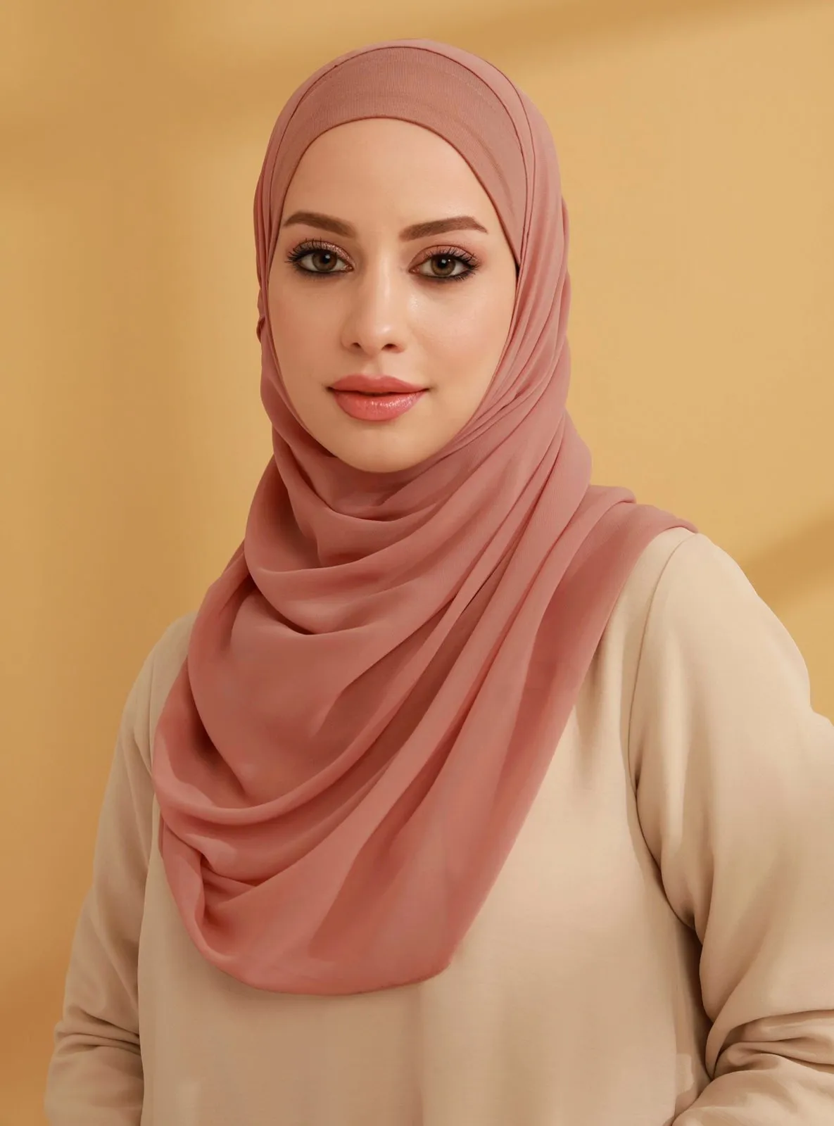 Chiffon Instant Hijab With Inner Undercap Rose Instant Scarf