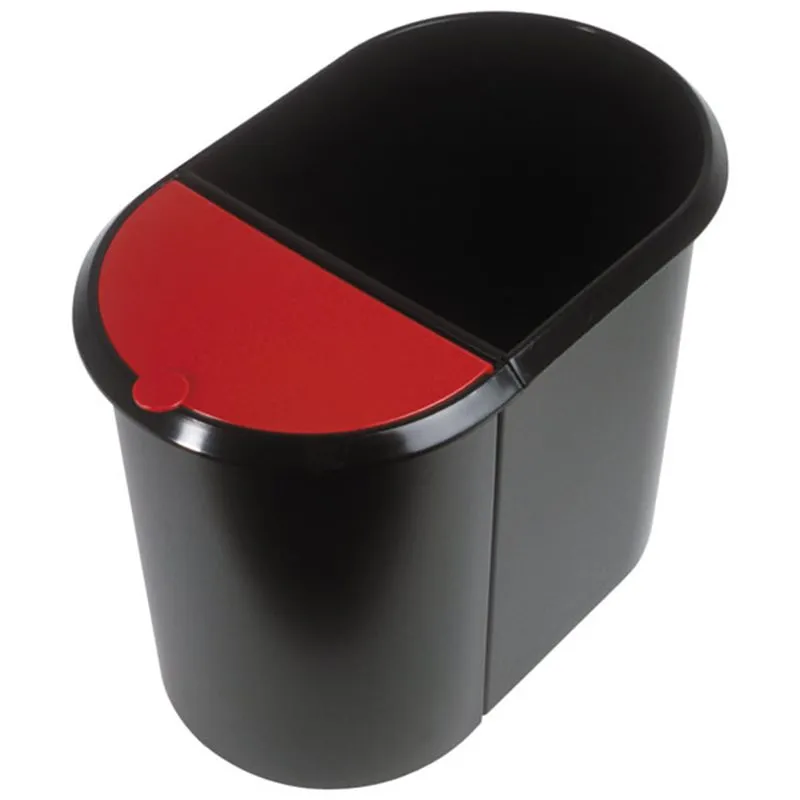 Corbeille à papier double oval noir/rouge