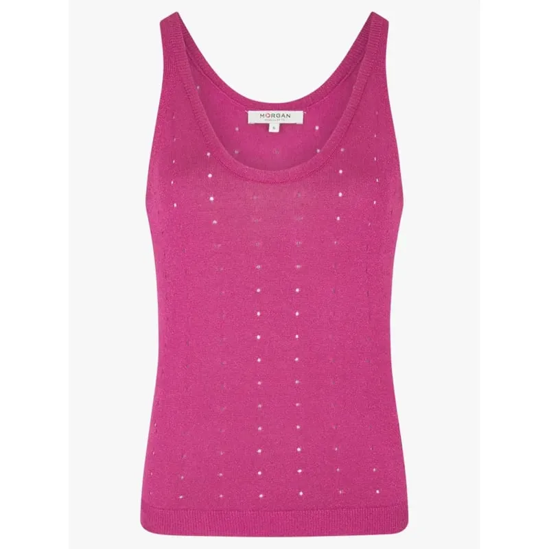 Débardeur ajouré hibiscus rose femme - Morgan | wimod