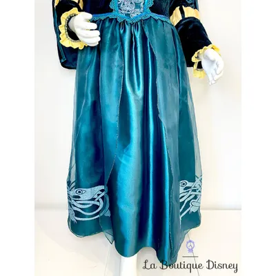 Déguisement Mérida Rebelle Disneyland Paris Disney taille 8 ans robe princesse bleu vert cape