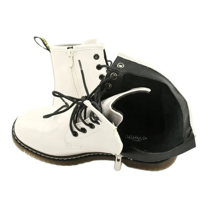 Evento Bottines Laquées Blanches 20BT35-3001 Blanc le noir