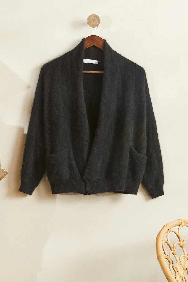 Gilet en laine mérinos noir