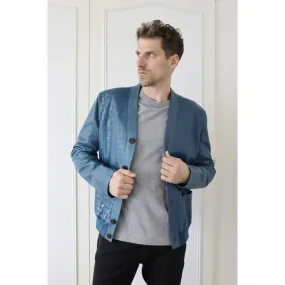 Hermès Veste bleu en cachemire et crocodile
