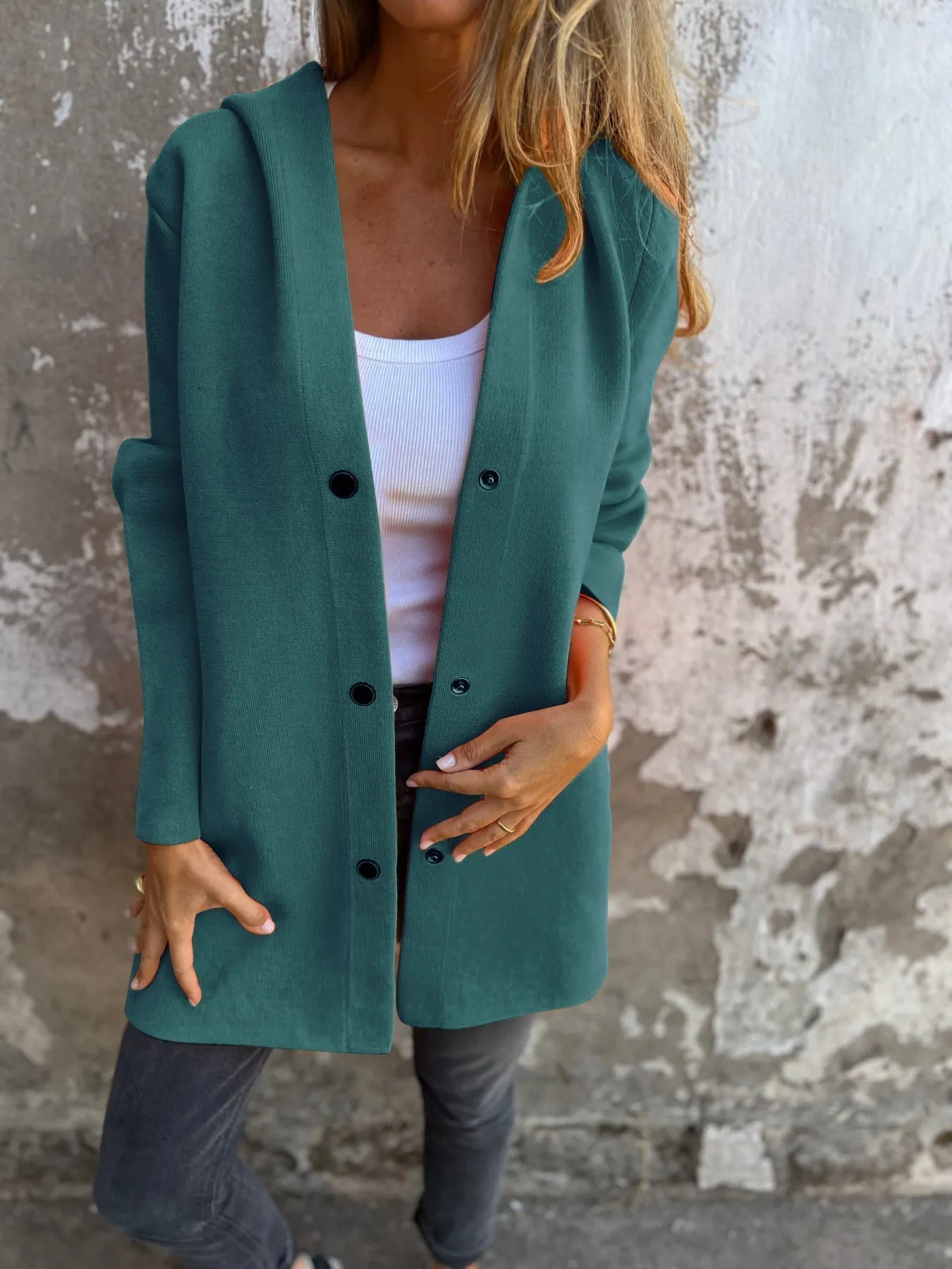 Mathilde | Veste à capuche simple rangée décontractée