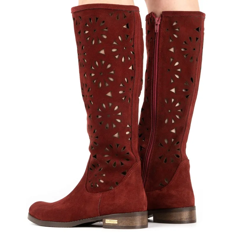 Olivier Bottines ajourées bordeaux femme rouge