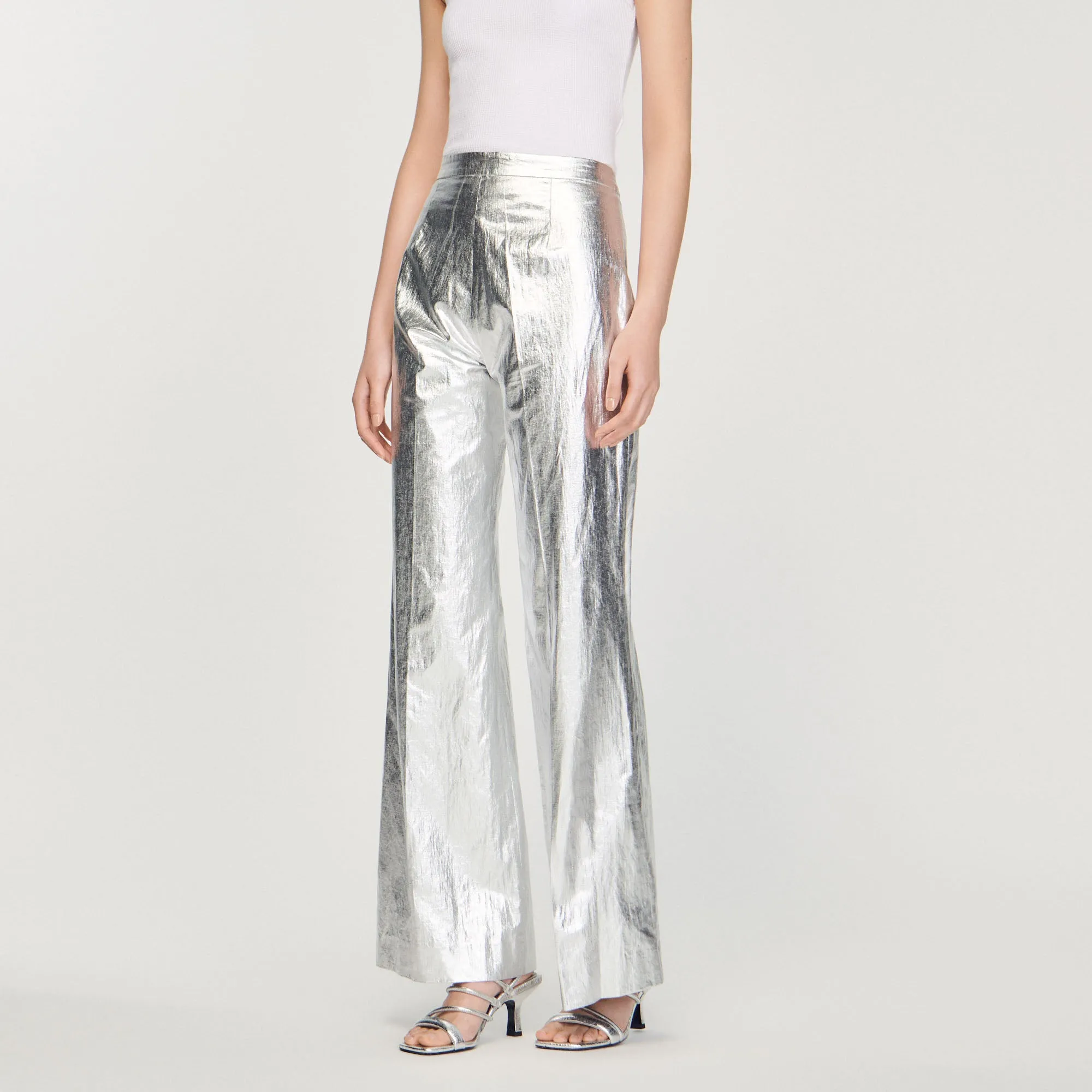 Pantalon enduit métallisé