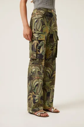 Pantalon à motif palmiers