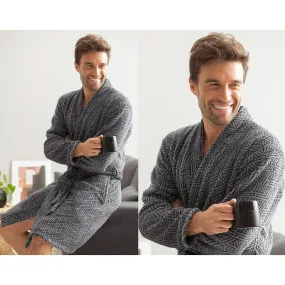 Peignoir d'intérieur homme graphique-gris anthracite en coton | 3 Suisses