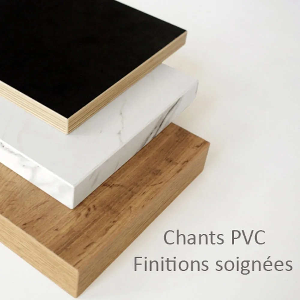 Plateau Ø120 decor marbre blanc chants laiton