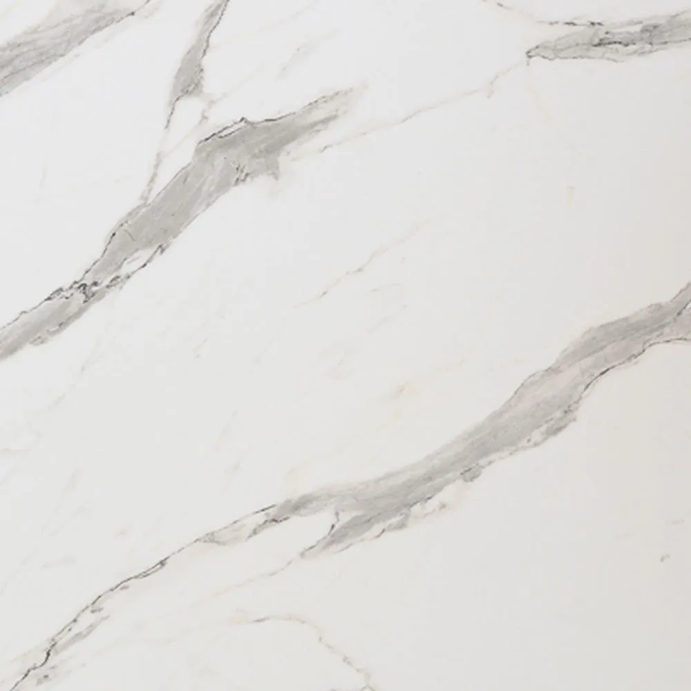 Plateau Ø120 decor marbre blanc chants laiton