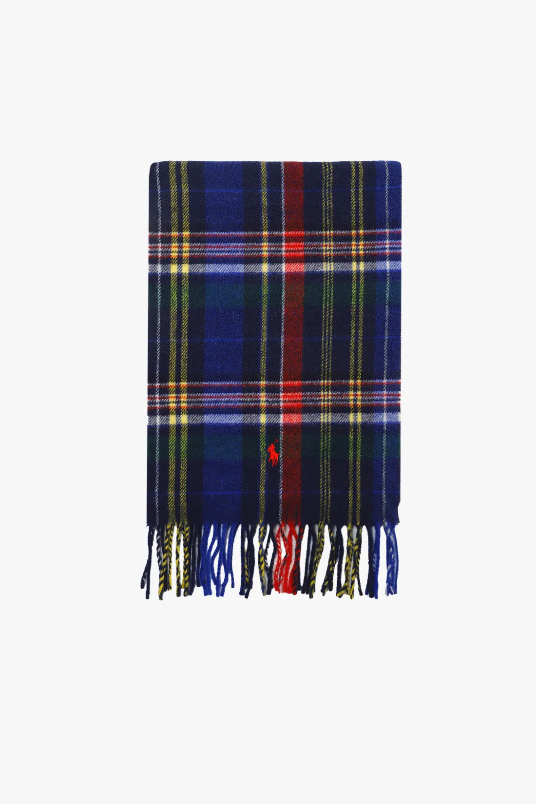 Polo ralph lauren Plaid fringe wool scarf Royal multi - GRADUATE ...