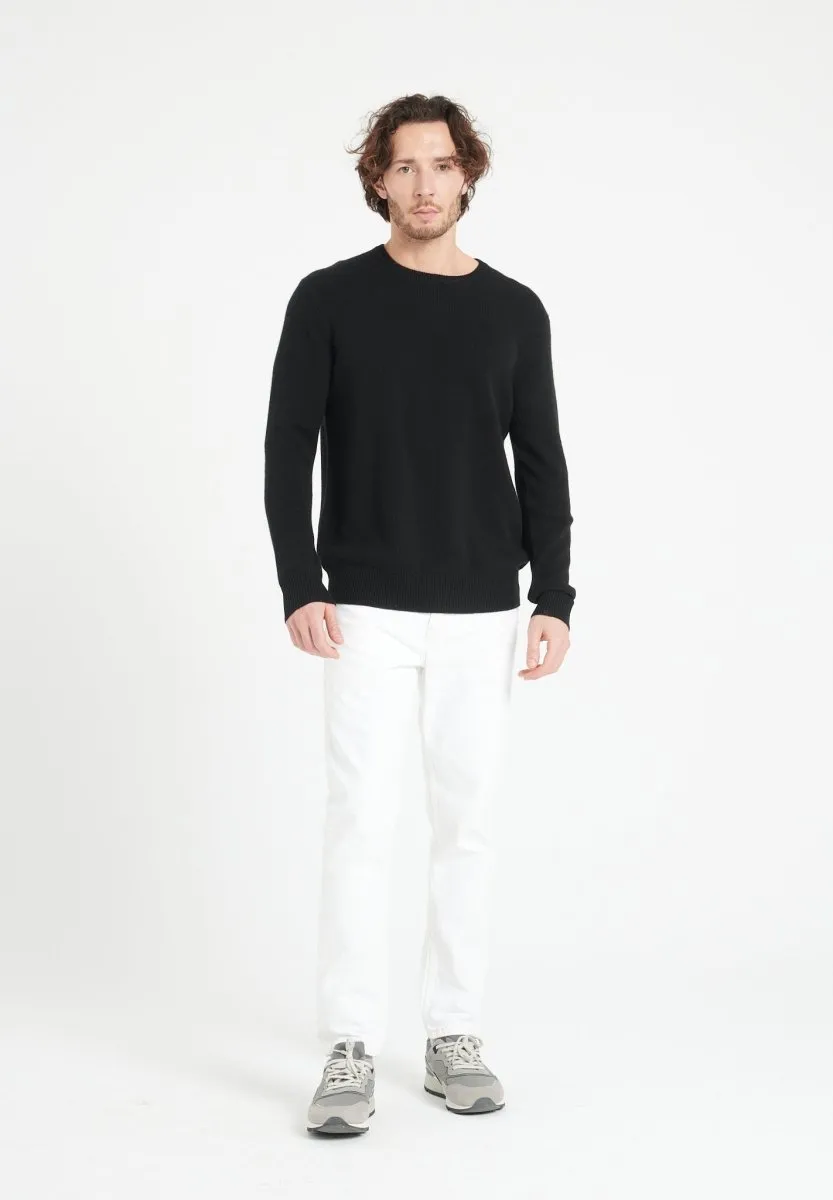 Pull col rond cachemire 4 fils noir homme - LUKE 14