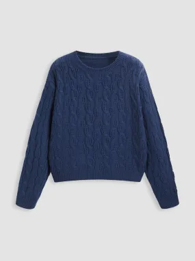  Pull en Maille Torsadée à Col Rond Curve & Plus