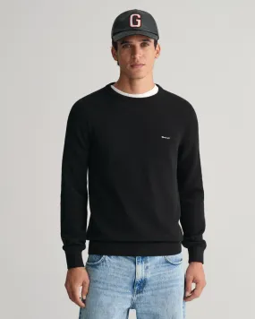 Pull ras du cou en coton piqué