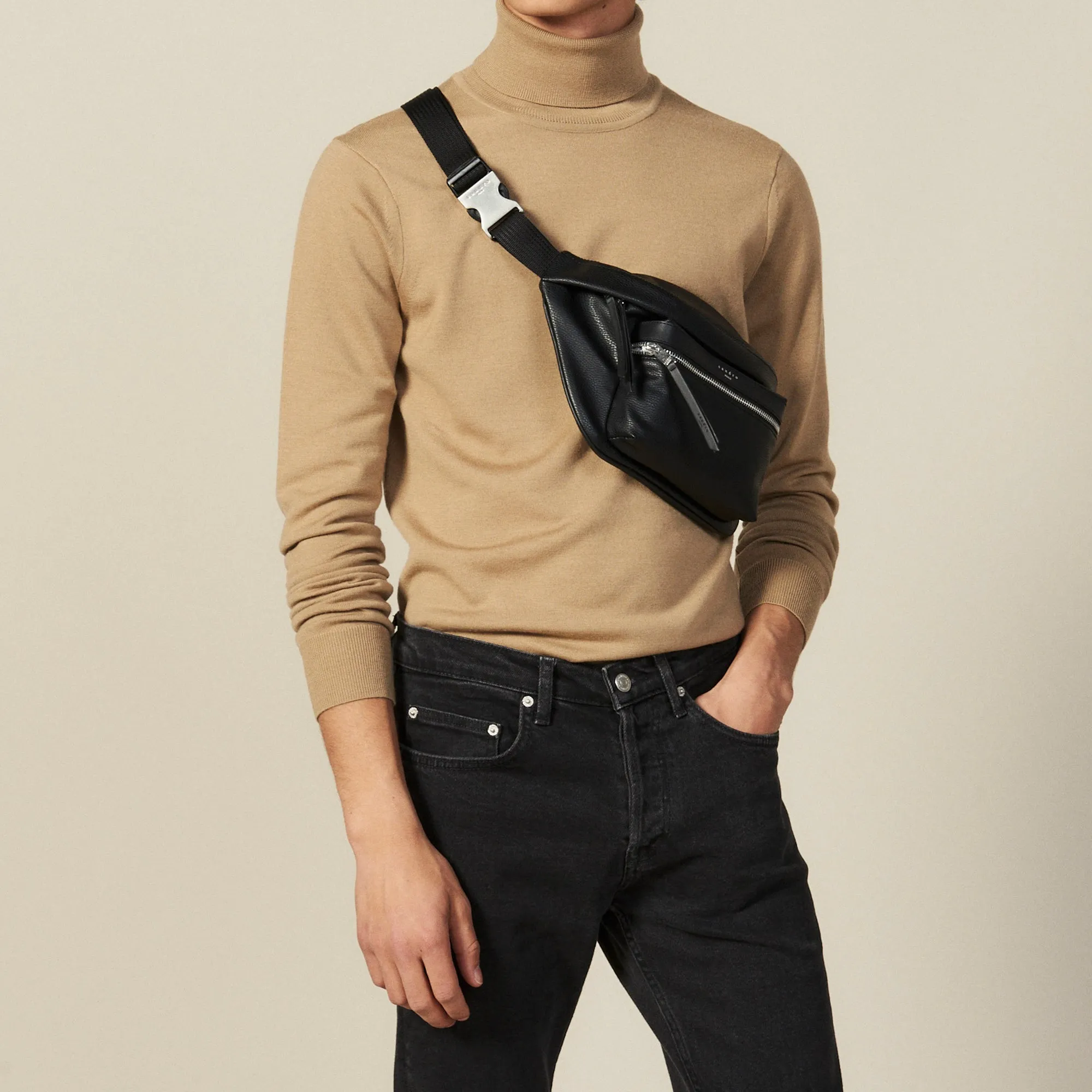 Pull à col roulé en laine