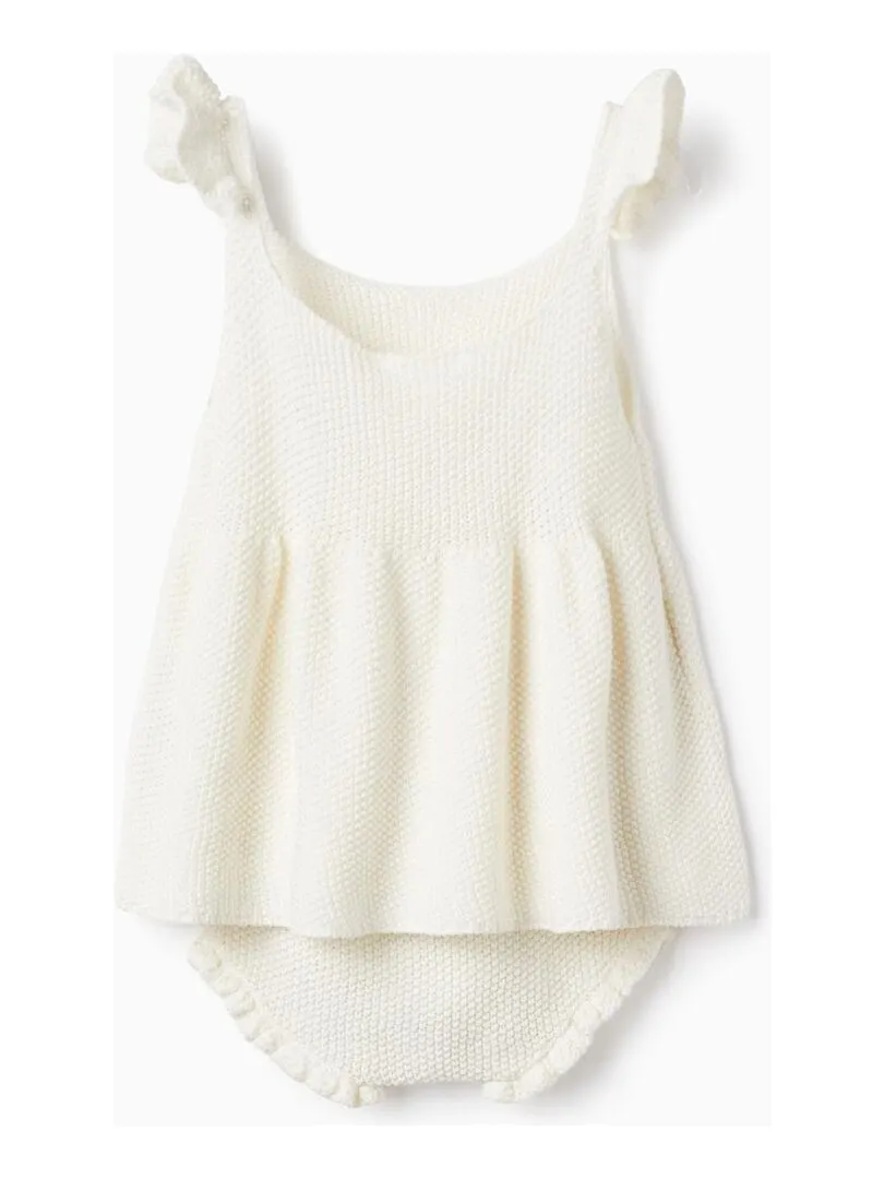 Robe + Bloomer En Maille De Coton Pour Bébé Fille  MATISSE - Beige clair