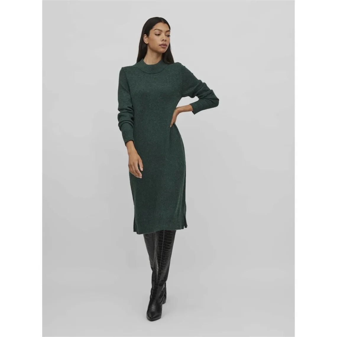 Robe courte en maille vert foncé Yule | 3 Suisses