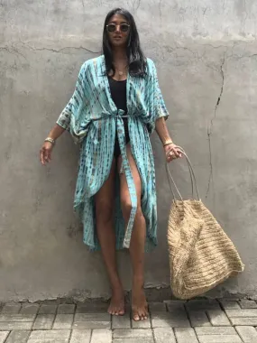 Robe Kimono Tie and Dye Manches Mi-longues