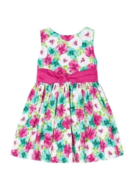 Robe Mayoral en satin avec nœud et fleurs pour fille.