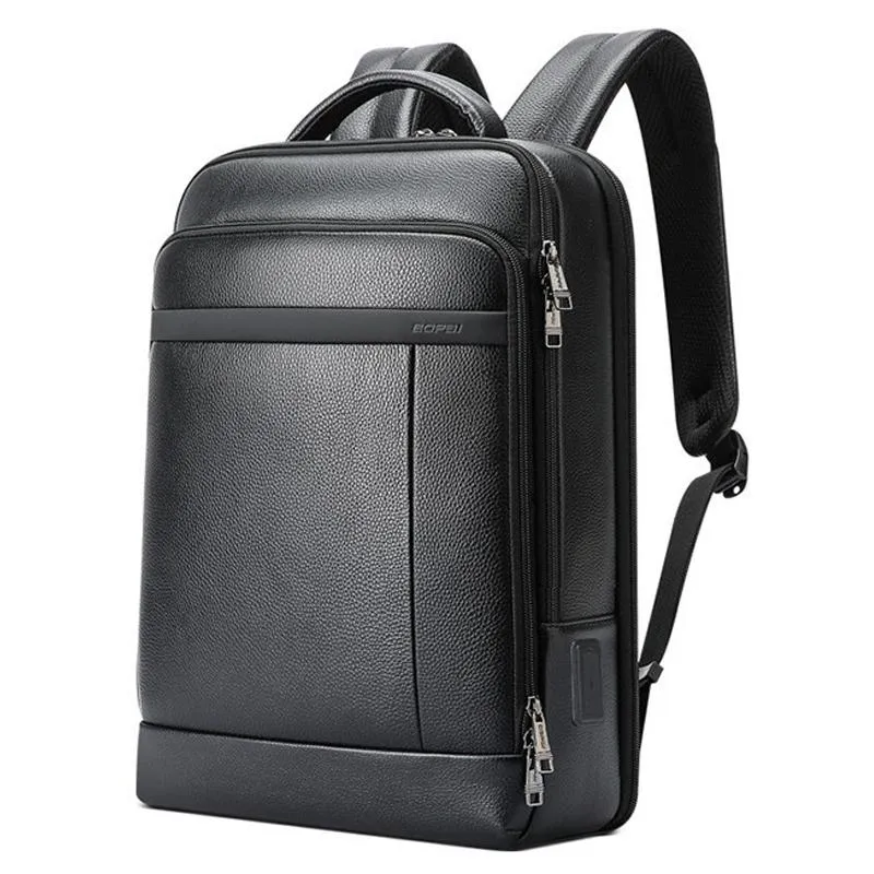 Sac À Dos Ordinateur Grande Capacité Cuir Avec Ports USB