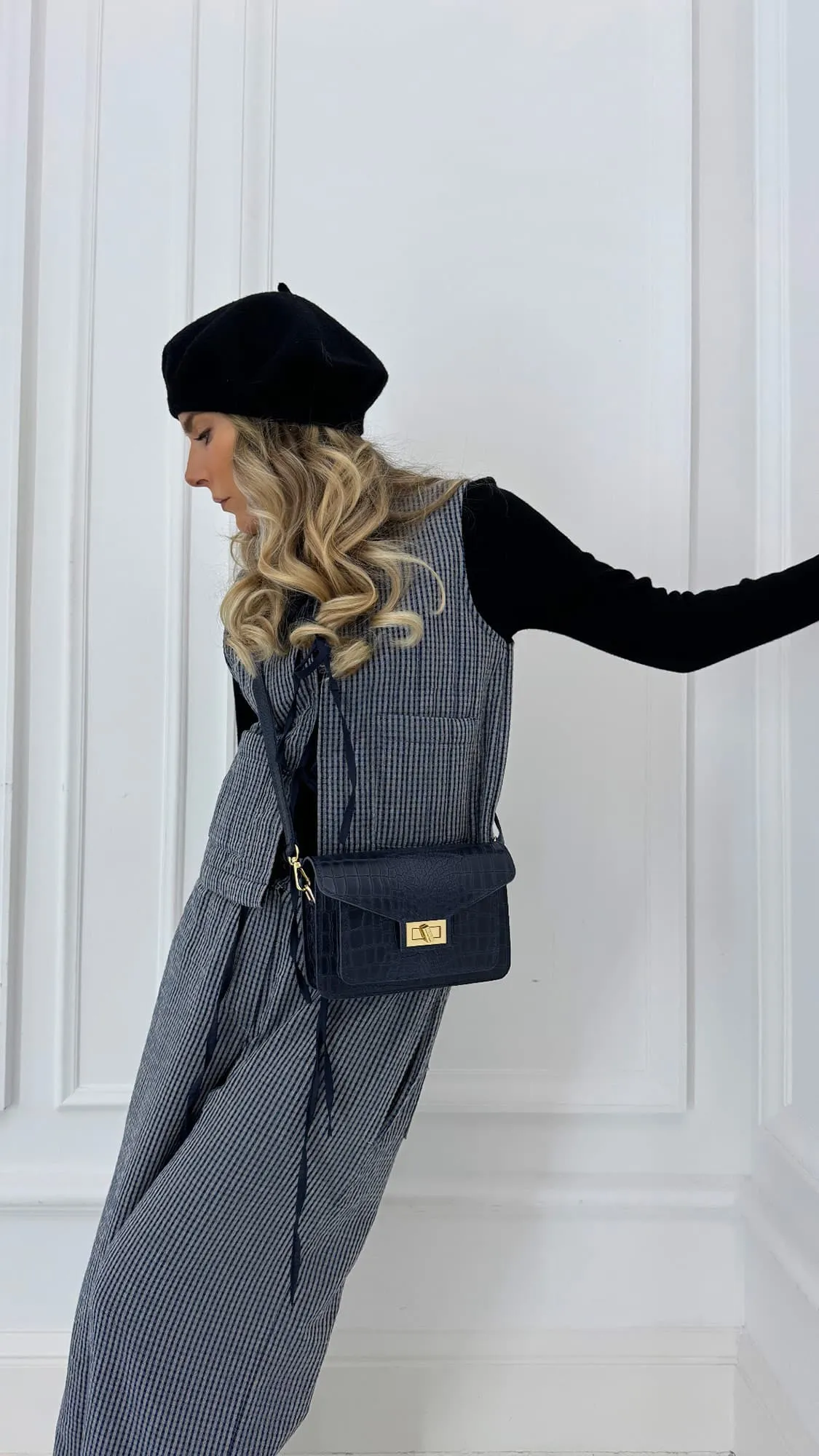 Sac bleu marine croco