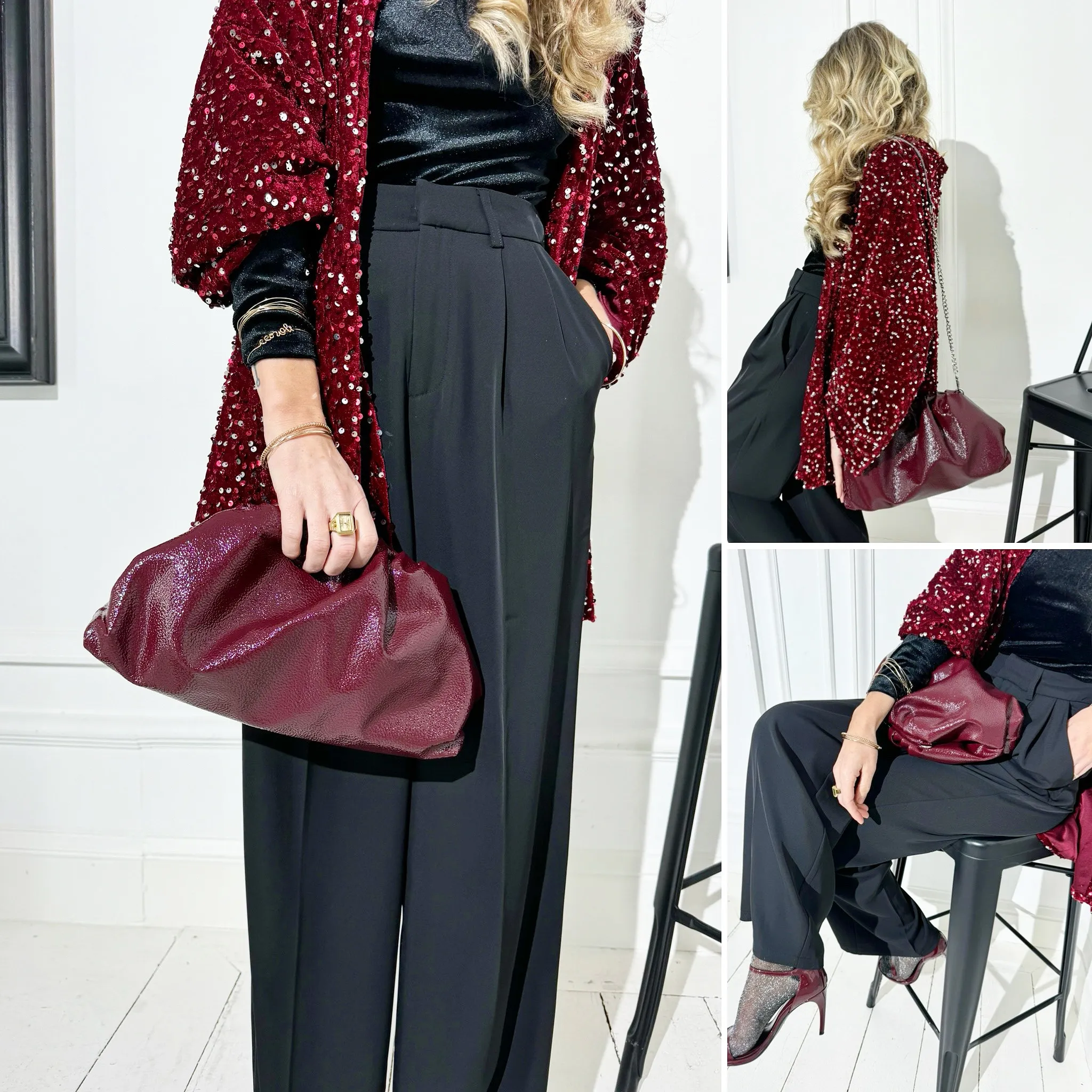 Sac bourse bordeaux cuir