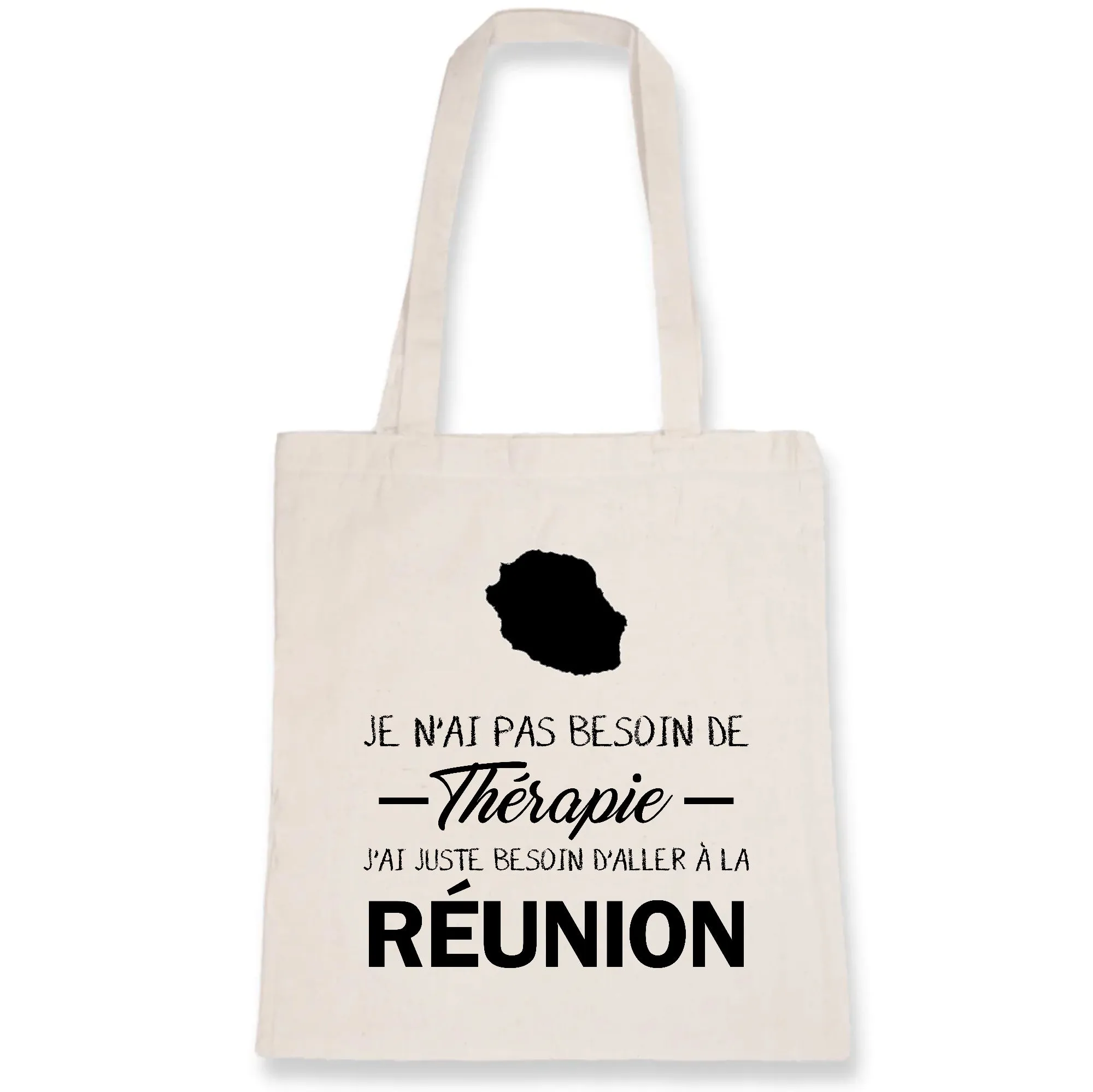 Sac réutilisable - Totebag souvenir de l'ile de la Réunion - Coton bio Impression FR