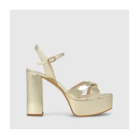 Sandale plateforme pour femme effet miroir couleur champagne. I LODI Chaussures pour femme online.