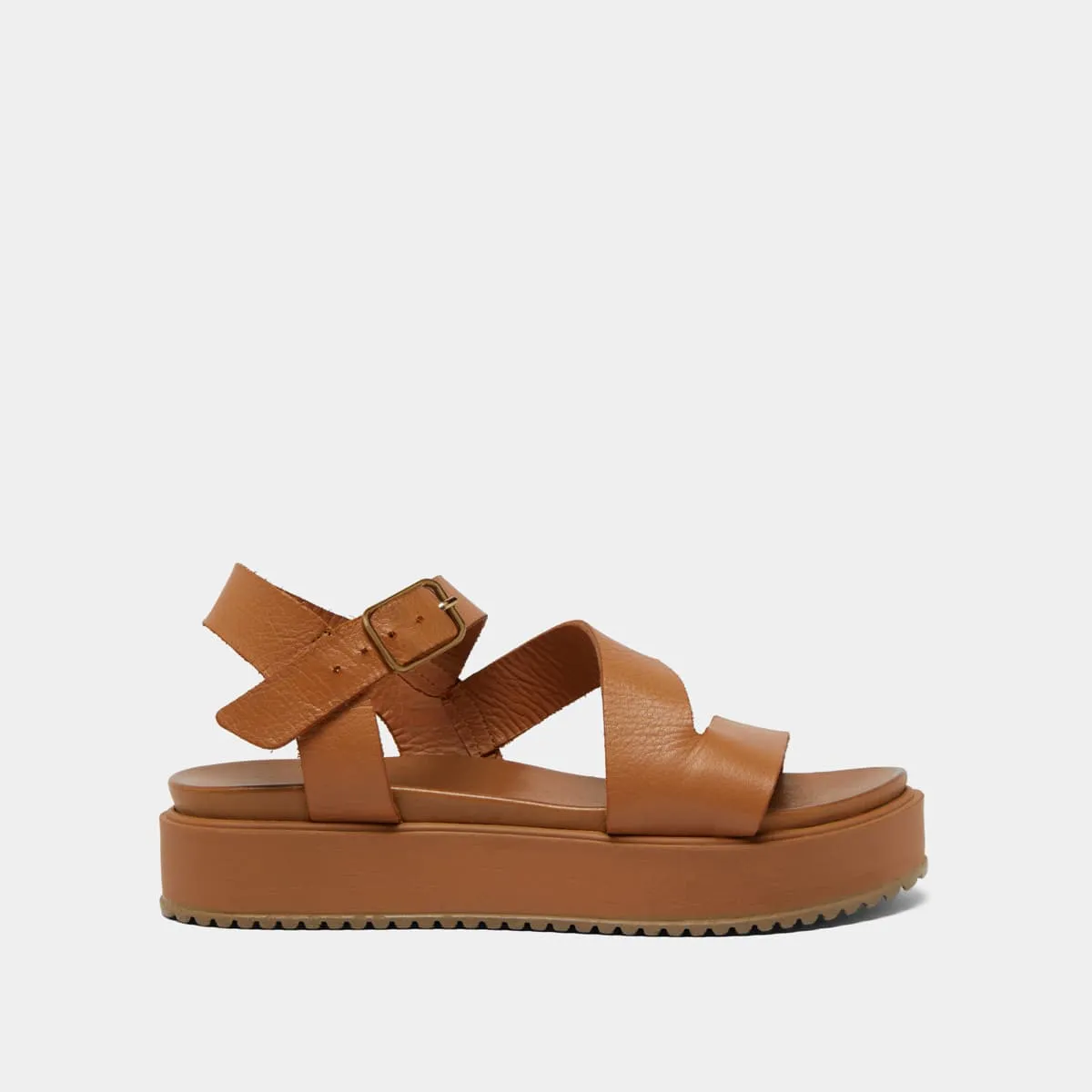 Sandales à plateformes et lanières en cuir camel pour Femme | Jonak