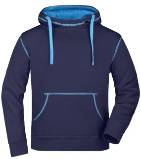 Sweat shirt à capuche homme - JN961 - bleu marine et cobalt 
