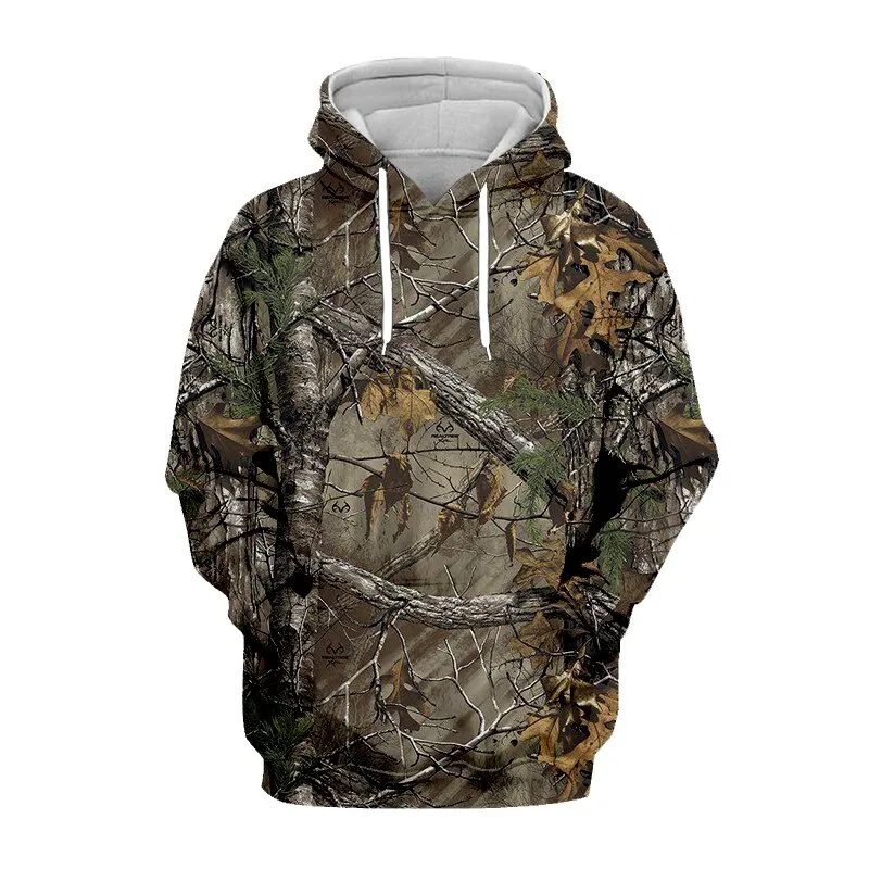 Sweat à capuche motif feuilles d'érable pour hommes et femmes, Camouflage 3D, vêtements d'extérieur, pêche, Camping, c