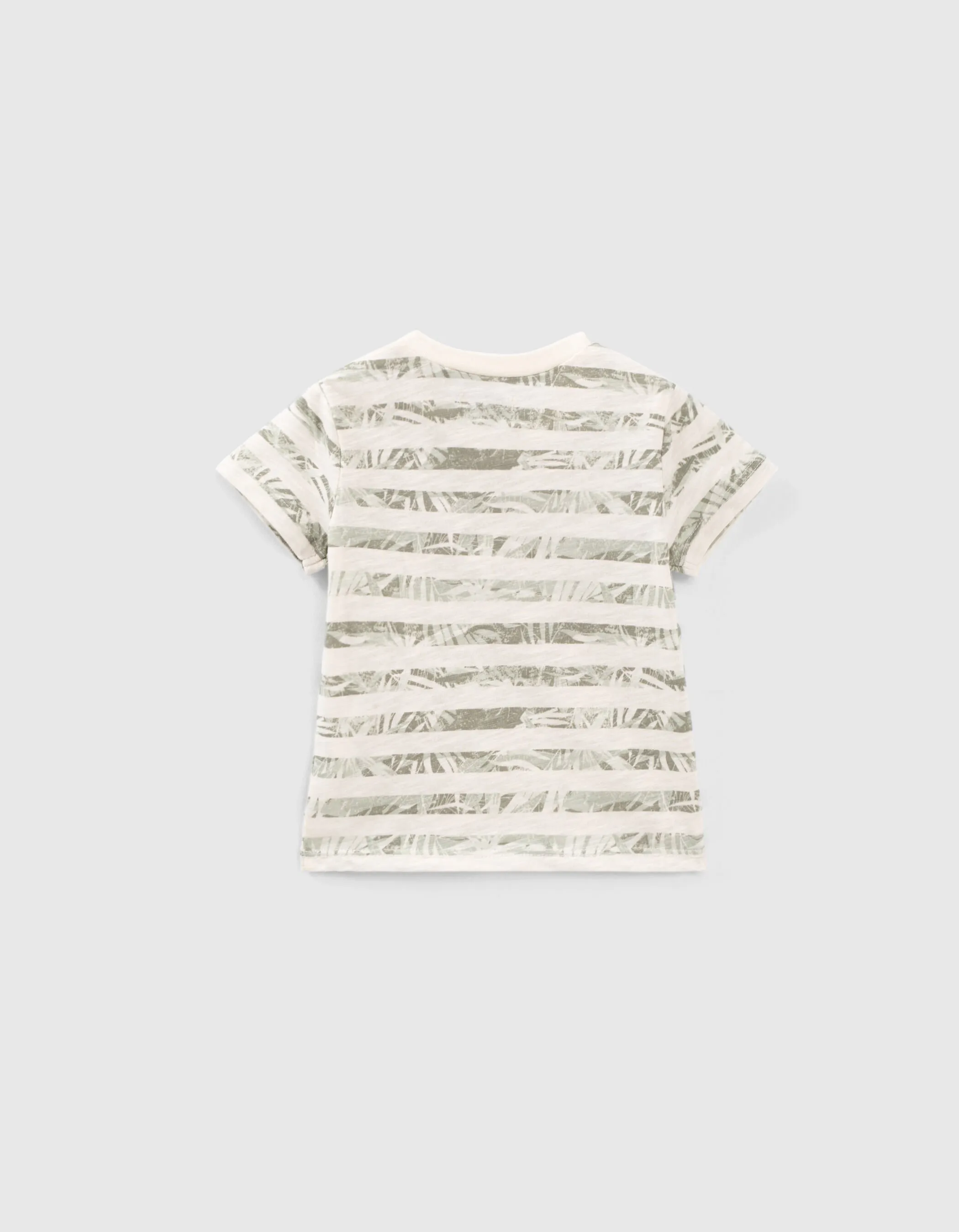 T-shirt écru coton bio rayures jungle bébé garçon