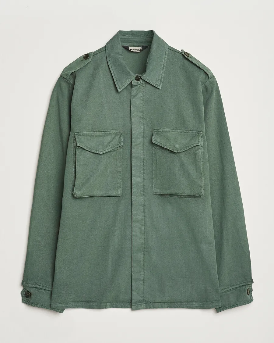 Twill Cotton Shirt Jacket Green