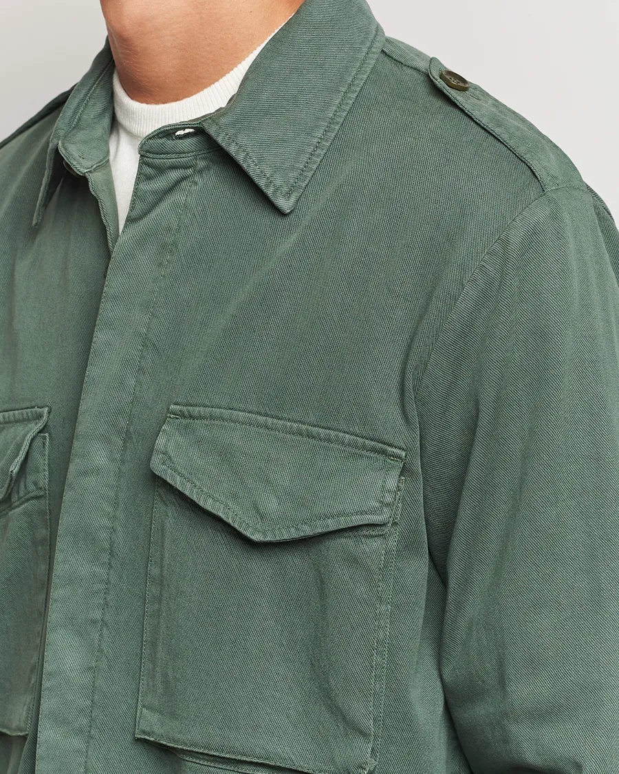 Twill Cotton Shirt Jacket Green