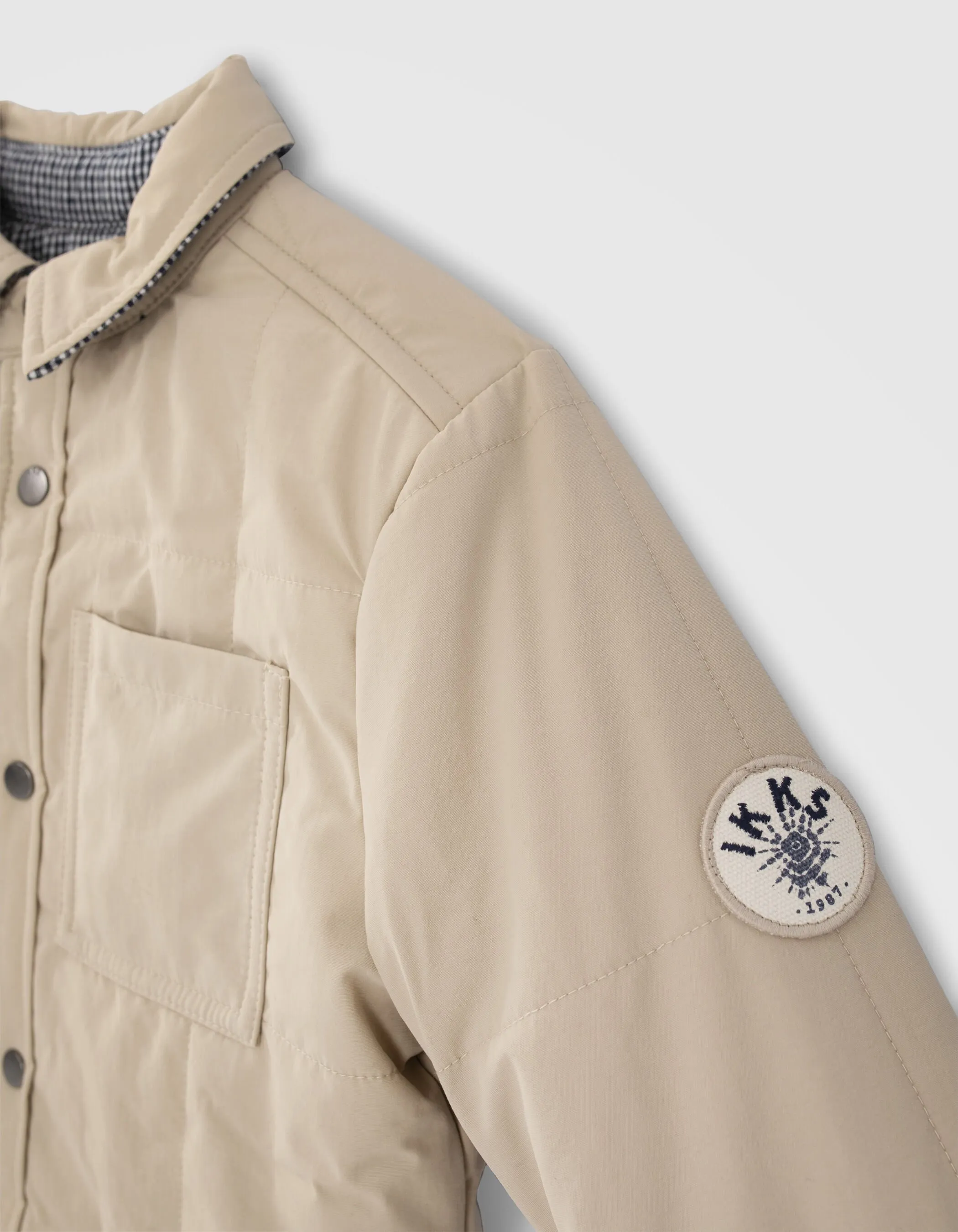 Veste réversible beige et vichy garçon